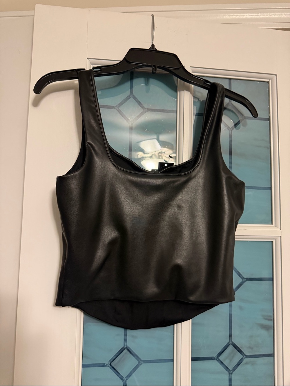 Express Black Faux Leather Body Contour Tank Top - Picture 2 of 5
